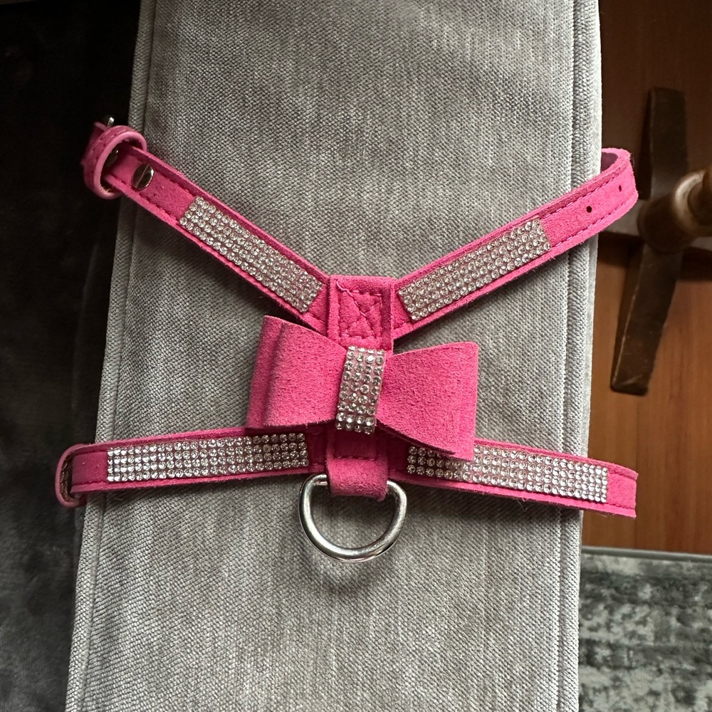 Glamorous Pink Dog Harness with Rhinestones